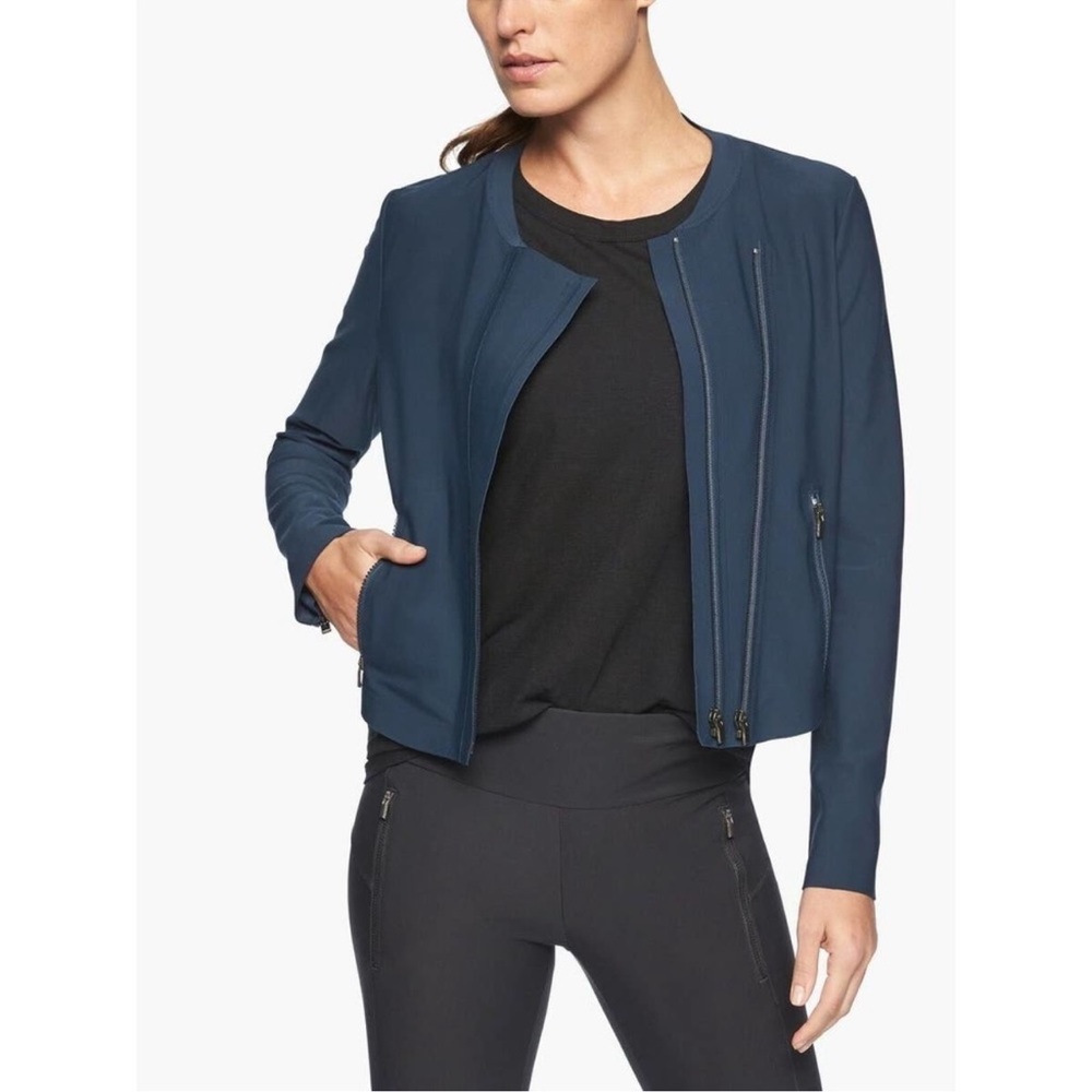 Athleta Stellar Navy Moto jacket
